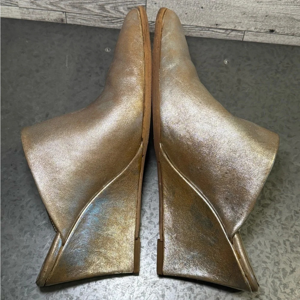 Free People FP Gold Metallic Wedge Galactica Mule Size 37 (US 6.5) - Picture 9 of 10